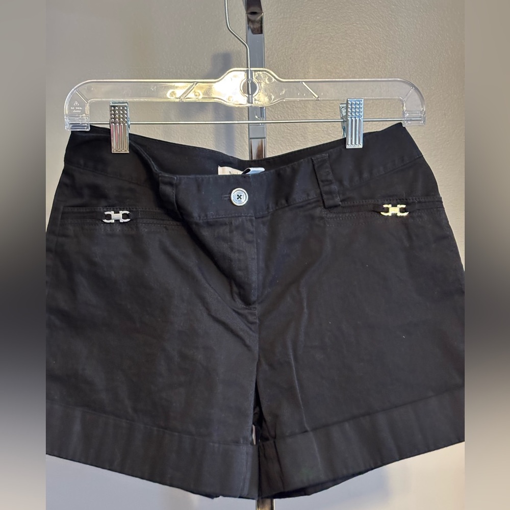 White House Black Market Shorts Dress Black Women's Size 4‎ Silver Accents EUC